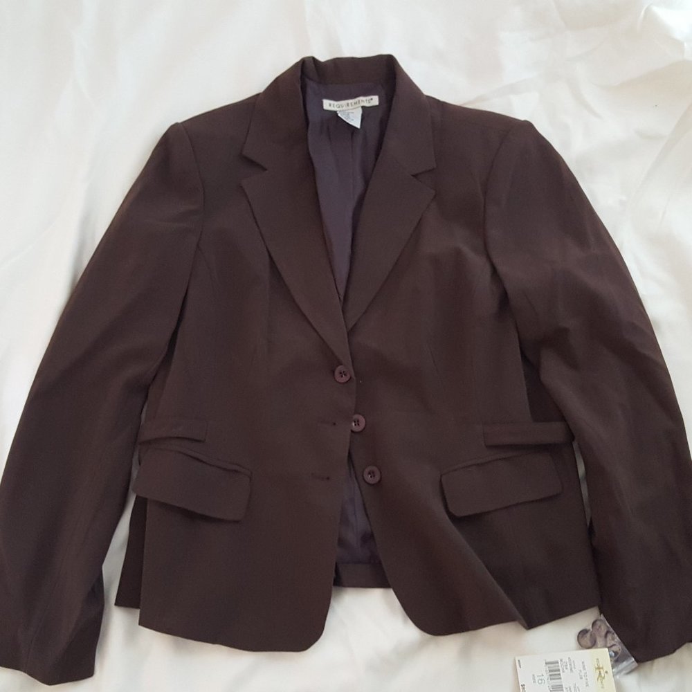 NWT Requirements Brown Suit Jacket Blazer size 16